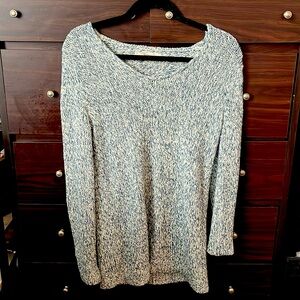 LOFT Blue/White Woven Iversized Sweater